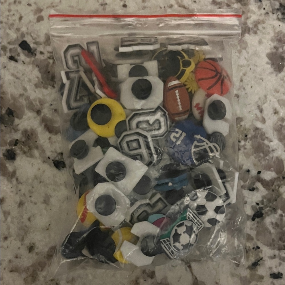 Jibbitz for crocs . Sports theme with letters.